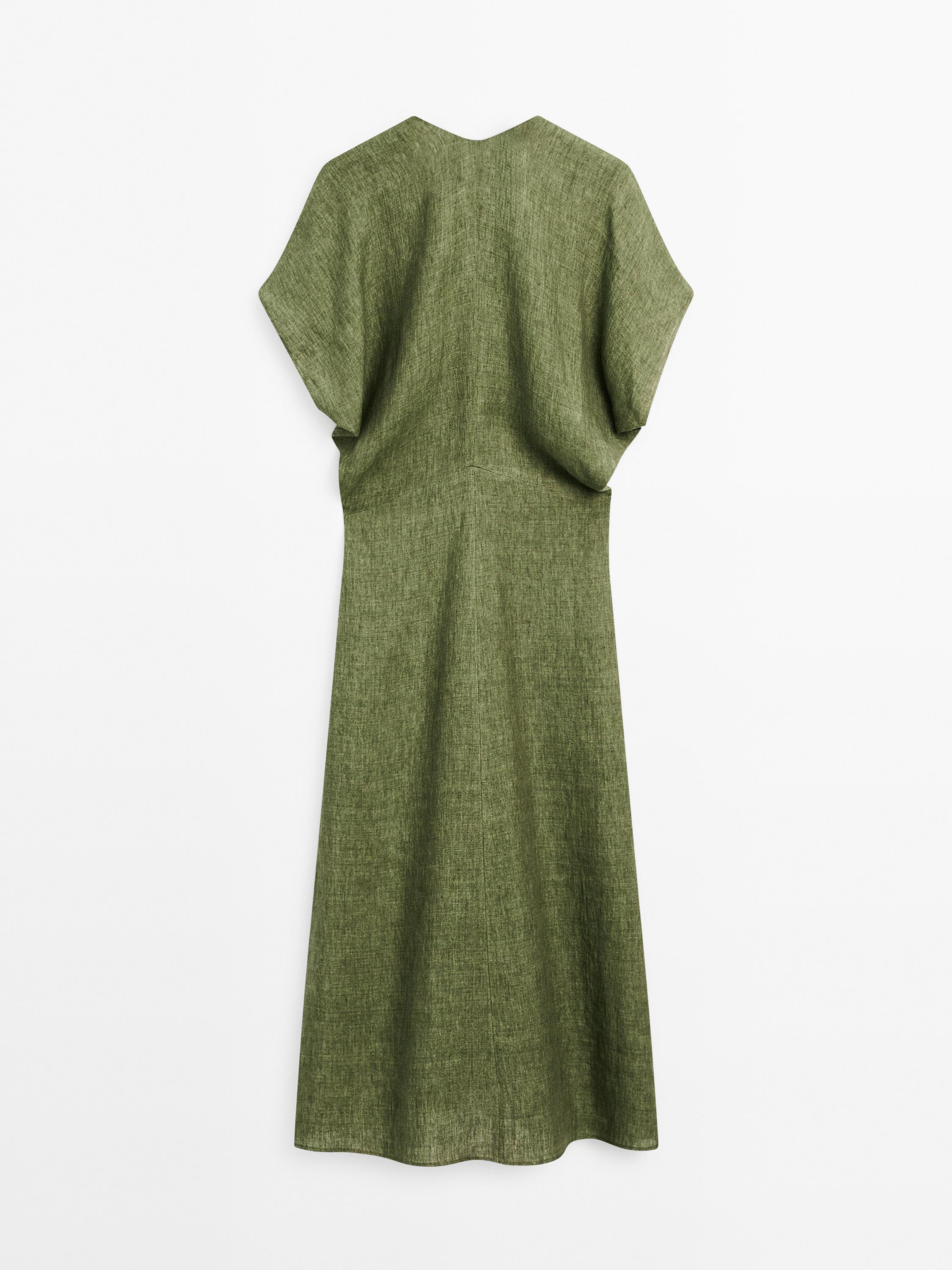 Robe midi manches courtes en lin